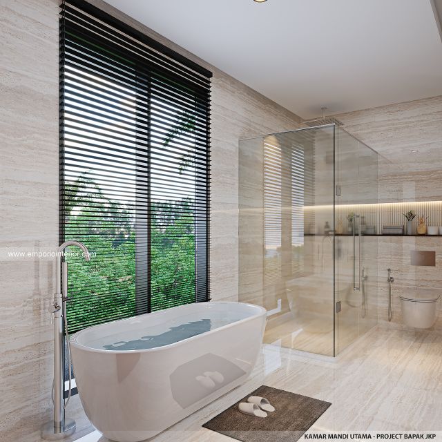 Desain Kamar Mandi Utama Rumah Modern 3 Lantai Bapak JKP di Bandung