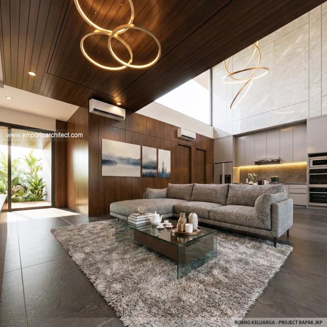 Desain Ruang Keluarga Rumah Modern 3 Lantai Bapak JKP di Bandung