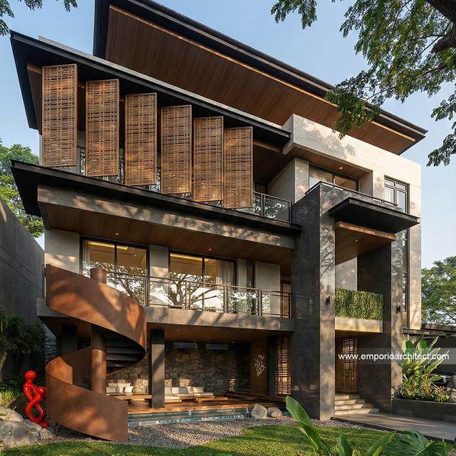 Desain Tampak Depan 3 Rumah Modern 3 Lantai Bapak JKP di Bandung