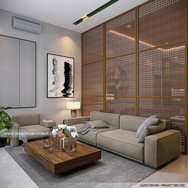 Desain Ruang Tamu Rumah Modern 3 Lantai Ibu SO di Jakarta Timur