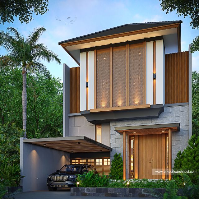 Desain Tampak Depan 2 Rumah Modern 3 Lantai Ibu SDG di Jakarta Timur