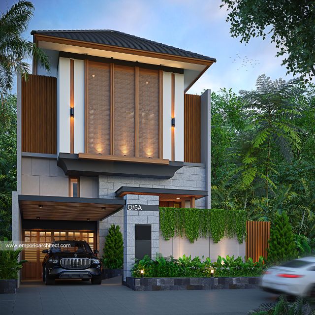 Desain Tampak Depan Dengan Pagar Rumah Modern 3 Lantai Ibu SDG di Jakarta Timur