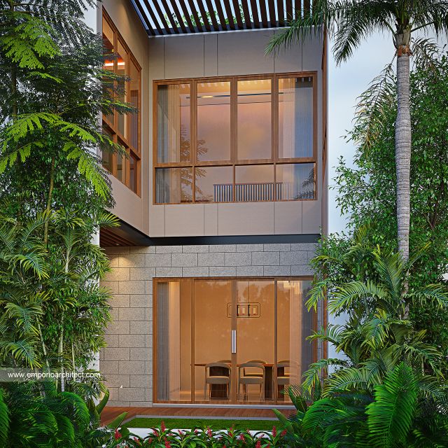 Desain Tampak Belakang Rumah Modern 3 Lantai Ibu SDG di Jakarta Timur