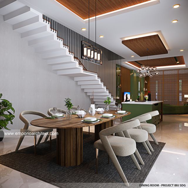 Desain Ruang Makan Rumah Modern 3 Lantai Ibu SDG di Jakarta Timur