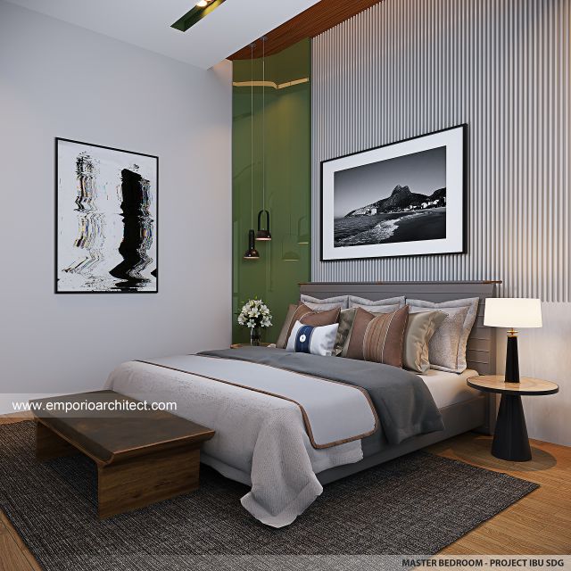 Desain Kamar Tidur Utama Rumah Modern 3 Lantai Ibu SDG di Jakarta Timur