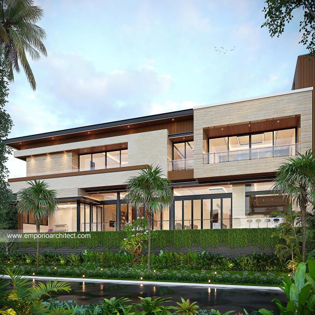 Desain Tampak Samping Rumah Modern 3 Lantai Bapak YSF di PIK 2, Tangerang
