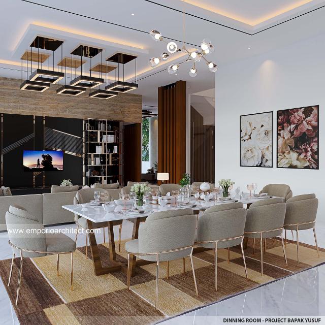 Desain Ruang Makan Rumah Modern 3 Lantai Bapak YSF di PIK 2, Tangerang