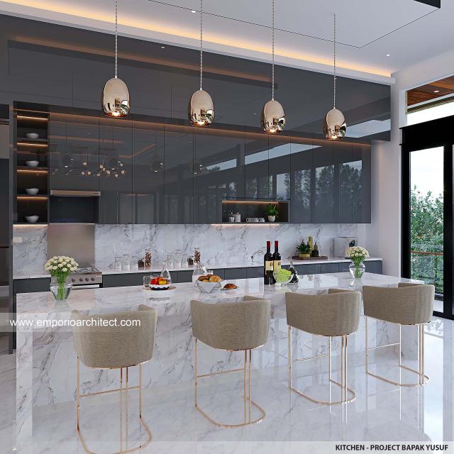 Desain Dapur Rumah Modern 3 Lantai Bapak YSF di PIK 2, Tangerang