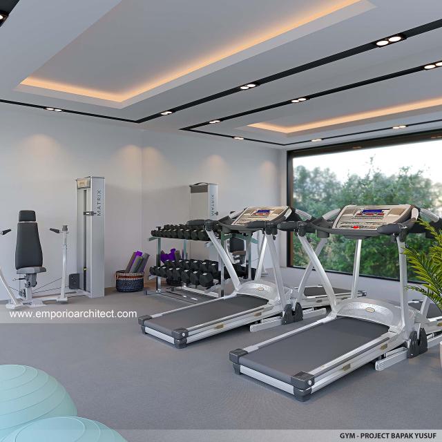 Desain Ruang Gym Rumah Modern 3 Lantai Bapak YSF di PIK 2, Tangerang