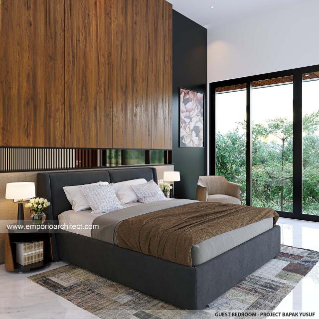 Desain Kamar Tidur Tamu Rumah Modern 3 Lantai Bapak YSF di PIK 2, Tangerang