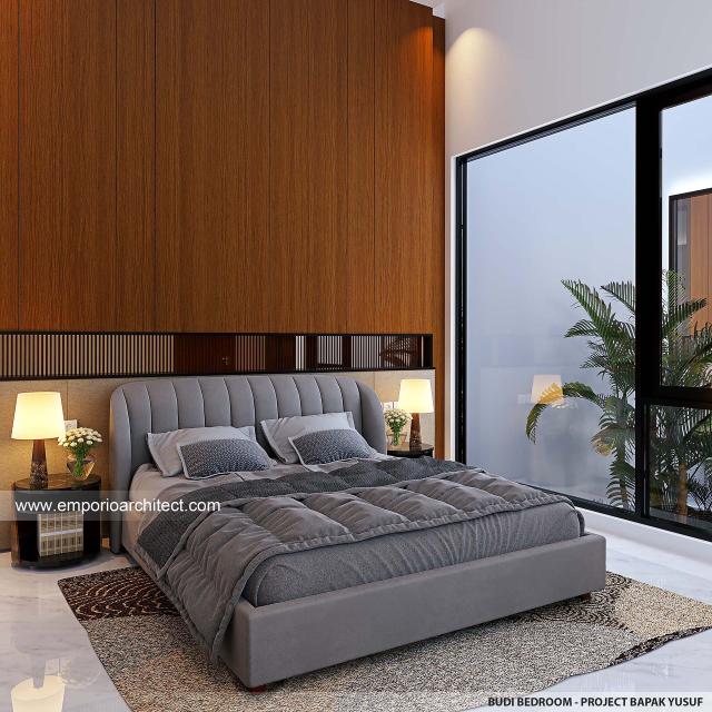 Desain Kamar Tidur Rumah Modern 3 Lantai Bapak YSF di PIK 2, Tangerang