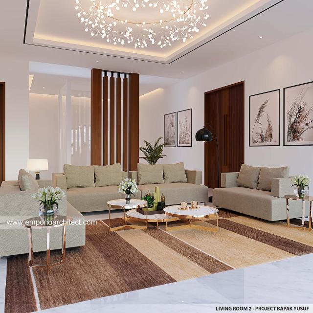 Desain Ruang Keluarga 2 Rumah Modern 3 Lantai Bapak YSF di PIK 2, Tangerang