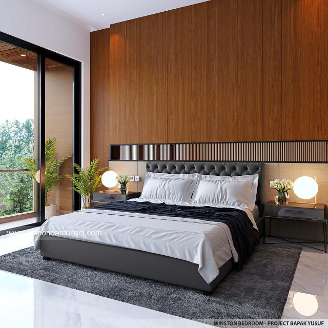 Desain Kamar Tidur Rumah Modern 3 Lantai Bapak YSF di PIK 2, Tangerang