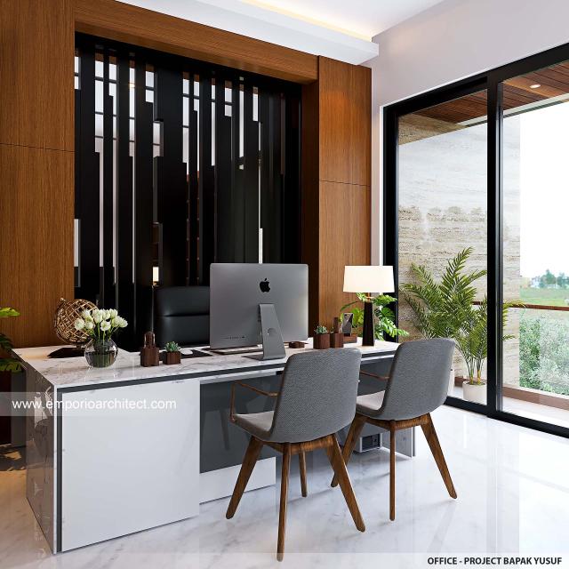 Desain Ruang Kerja (Kantor) Rumah Modern 3 Lantai Bapak YSF di PIK 2, Tangerang