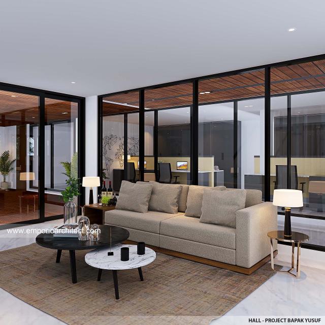 Desain Hall Rumah Modern 3 Lantai Bapak YSF di PIK 2, Tangerang
