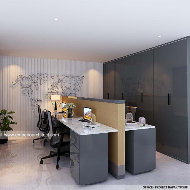 Desain Kantor (Ruang Kerja) Rumah Modern 3 Lantai Bapak YSF di PIK 2, Tangerang