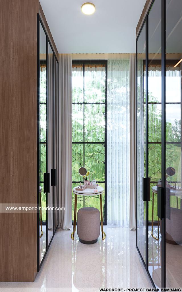 Desain Wardrobe Rumah Modern 3.5 Lantai Bapak Bambang di Jakarta