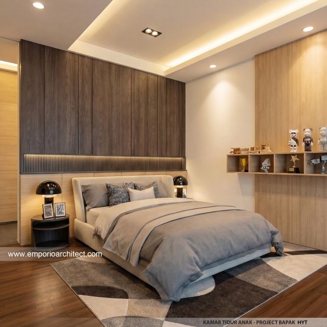 Desain Kamar Tidur Anak Rumah Modern 3.5 Lantai Bapak HYT di Tangerang Selatan