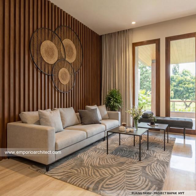 Desain Ruang Tamu Rumah Modern 3.5 Lantai Bapak HYT di Tangerang Selatan