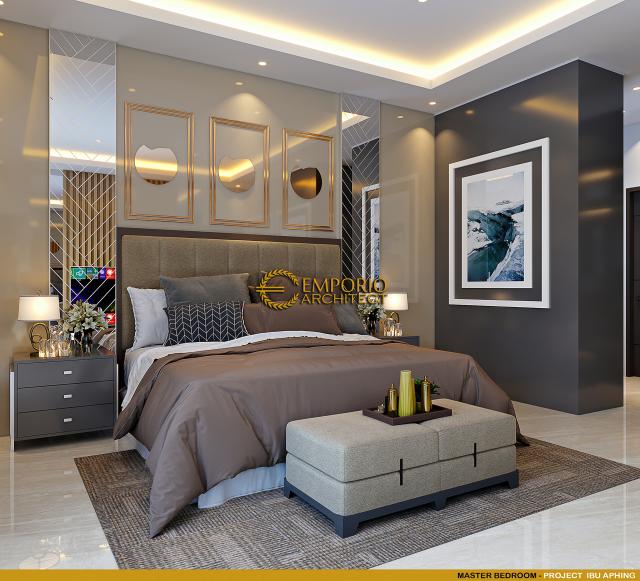 Desain Kamar Tidur Utama Rumah Modern 3.5 Lantai Ibu APG di Jakarta