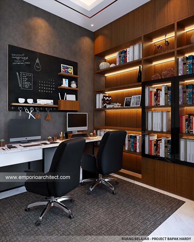 Desain Ruang Belajar Rumah Modern 3.5 Lantai Bapak HDY di Jakarta