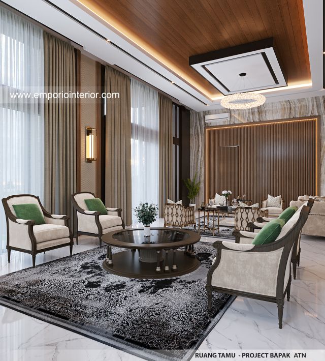 Desain Ruang Tamu Rumah Modern 3.5 Lantai Bapak ATN 1504 di Tangerang