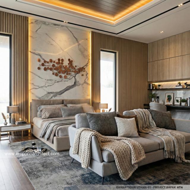 Desain Kamar Tidur Utama 1 Rumah Modern 3.5 Lantai Bapak ATN di Tangerang