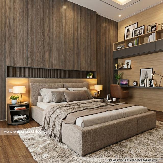 Desain Kamar Tidur 1 Rumah Modern 3.5 Lantai Bapak ATN di Tangerang
