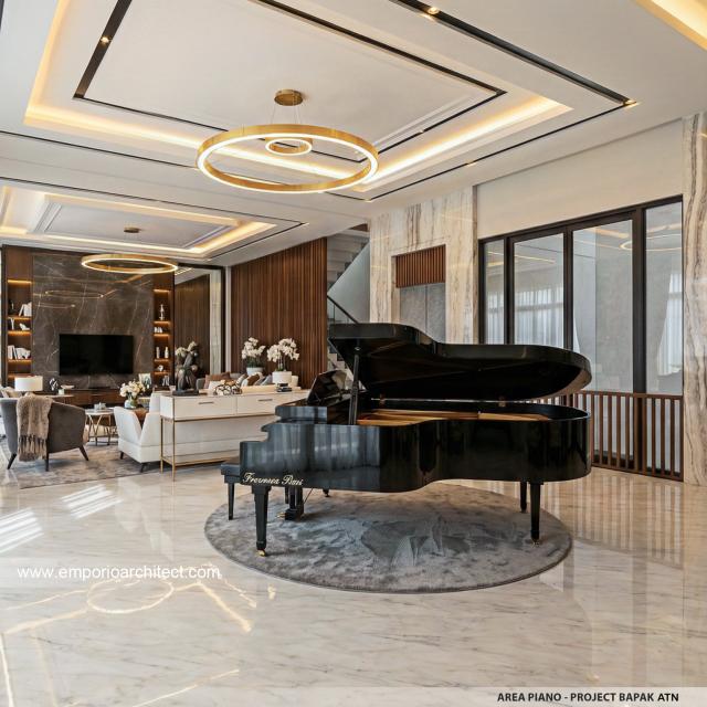 Desain Area Piano Rumah Modern 3.5 Lantai Bapak ATN di Tangerang