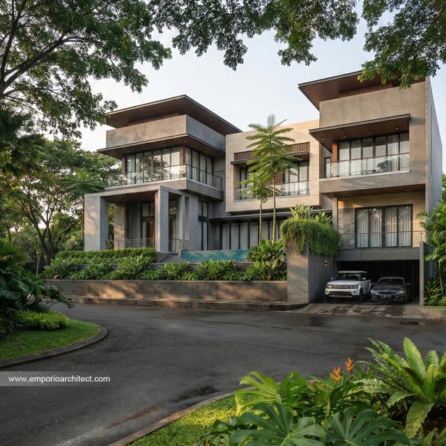 Desain Tampak Samping 2 Rumah Modern 3.5 Lantai Bapak ATN di Tangerang