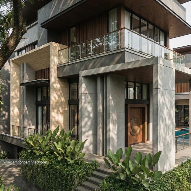 Desain Tampak Detail Atas Rumah Modern 3.5 Lantai Bapak ATN di Tangerang