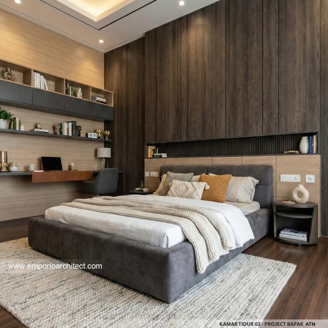 Desain Kamar Tidur 2 Rumah Modern 3.5 Lantai Bapak ATN di Tangerang