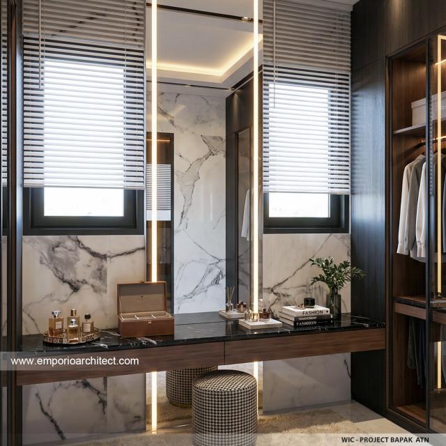 Desain Walk In Closet Rumah Modern 3.5 Lantai Bapak ATN di Tangerang