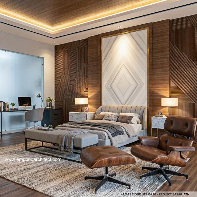 Desain Kamar Tidur Utama 2 Rumah Modern 3.5 Lantai Bapak ATN di Tangerang