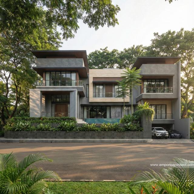 Desain Tampak Samping Rumah Modern 3.5 Lantai Bapak ATN di Tangerang