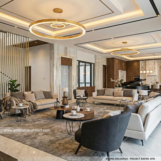 Desain Ruang Keluarga Rumah Modern 3.5 Lantai Bapak ATN di Tangerang
