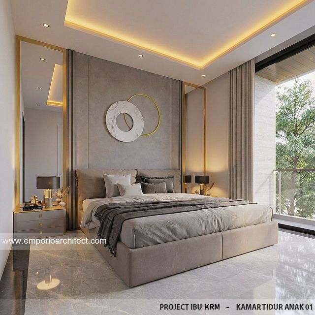 Desain Kamar Tidur Anak 1 Rumah Modern 3.5 Lantai Ibu KRM di Jakarta Selatan