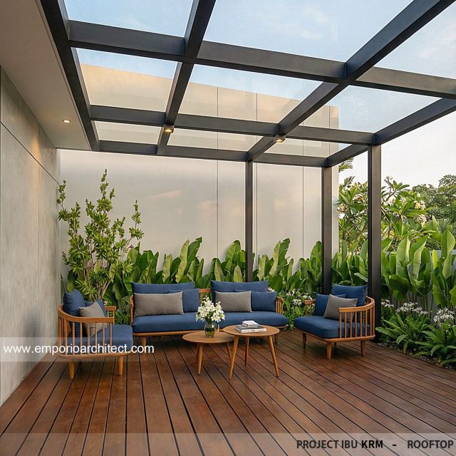 Desain Rooftop Rumah Modern 3.5 Lantai Ibu KRM di Jakarta Selatan