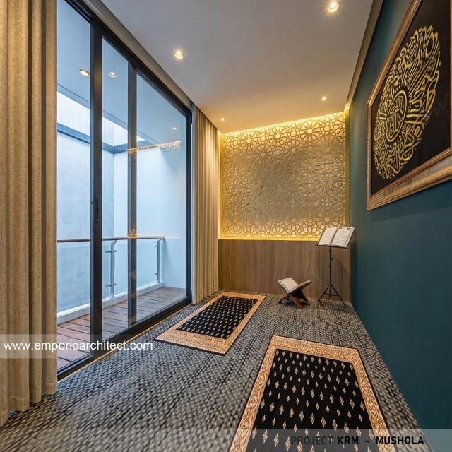 Desain Mushola Rumah Modern 3.5 Lantai Ibu KRM di Jakarta Selatan
