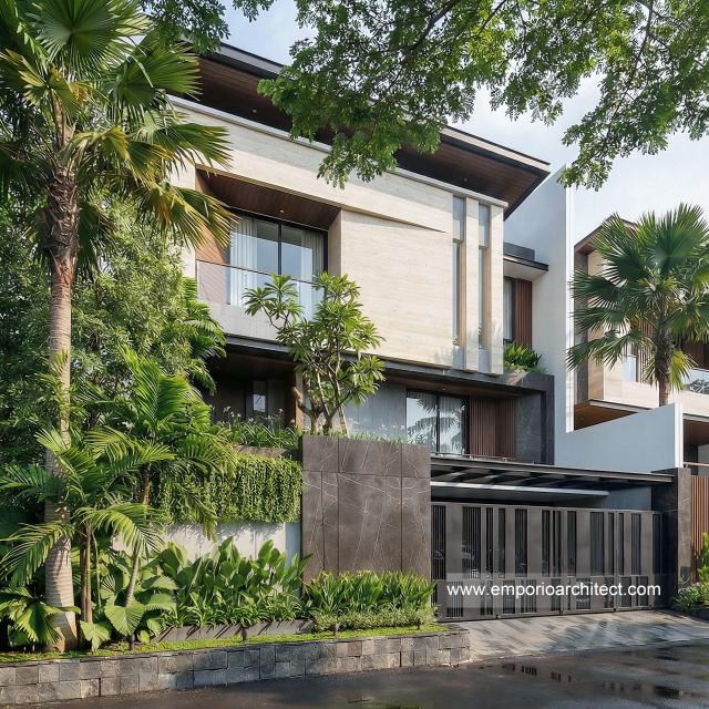 Desain Tampak Depan 3 Rumah Modern 3.5 Lantai Ibu KRM di Jakarta Selatan