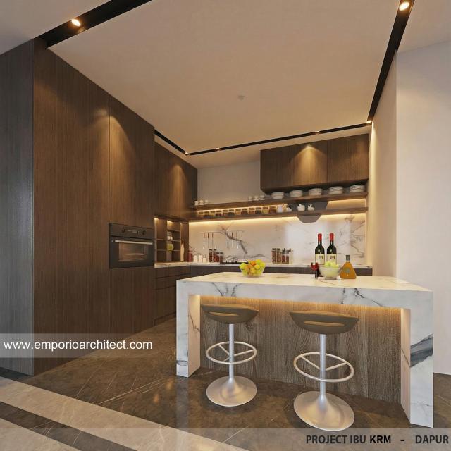 Desain Dapur Rumah Modern 3.5 Lantai Ibu KRM di Jakarta Selatan