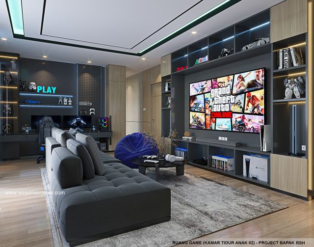 Desain Ruang Game (Kamar Tidur Anak 2) Rumah Modern 4 Lantai Bapak RSH II di PIK, Jakarta Utara
