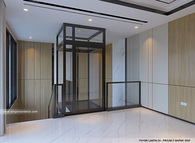 Desain Foyer Lantai 3 Rumah Modern 4 Lantai Bapak RSH II di PIK, Jakarta Utara