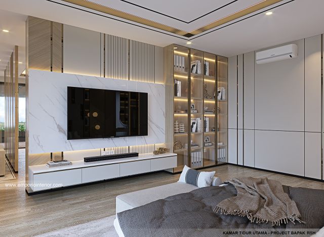 Desain Kamar Tidur Utama Rumah Modern 4 Lantai Bapak RSH II di PIK, Jakarta Utara