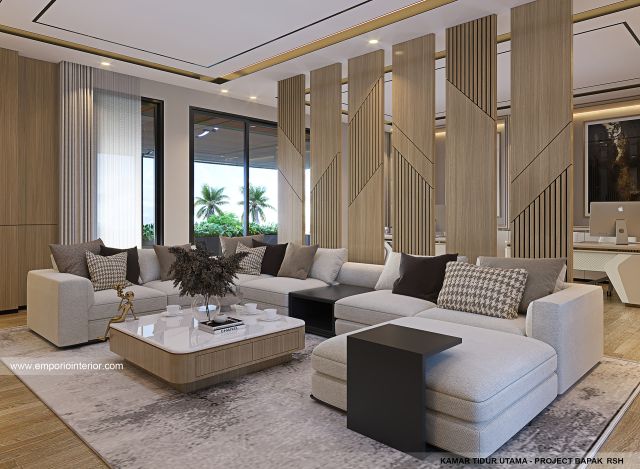 Desain Kamar Tidur Utama Rumah Modern 4 Lantai Bapak RSH II di PIK, Jakarta Utara