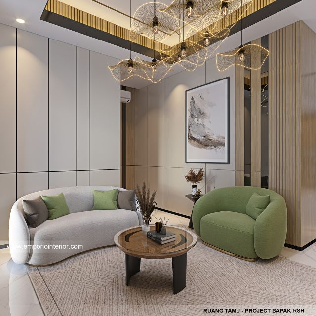 Desain Ruang Tamu Rumah Modern 4 Lantai Bapak RSH II di PIK, Jakarta Utara