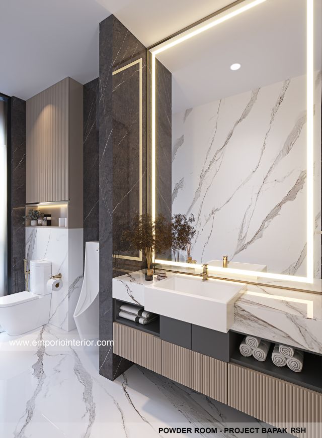 Desain Toilet Tamu Rumah Modern 4 Lantai Bapak RSH II di PIK, Jakarta Utara