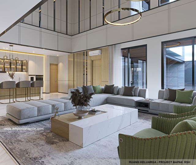 Desain Ruang Keluarga Rumah Modern 4 Lantai Bapak RSH II di PIK, Jakarta Utara