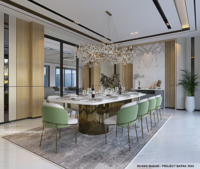 Desain Ruang Makan Rumah Modern 4 Lantai Bapak RSH II di PIK, Jakarta Utara