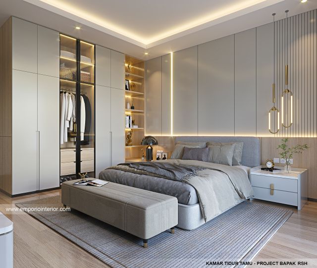 Desain Kamar Tidur Tamu Rumah Modern 4 Lantai Bapak RSH II di PIK, Jakarta Utara